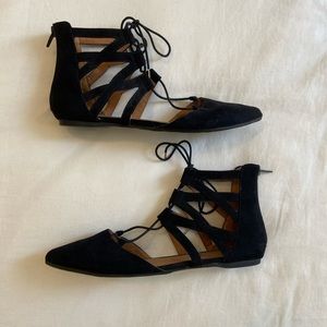 Size 7 black lace up flats by Mossimo Supply Co.